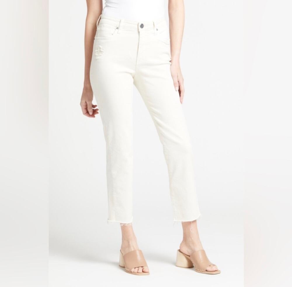 Kut from the Kloth Reese Ecru Straight Leg Ankle Jeans 8